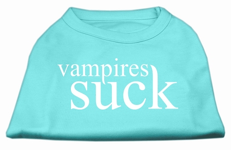 Vampires Suck Screen Print Shirt Aqua XS